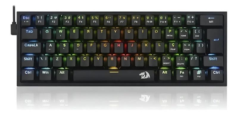 Teclado Mecanico Fizz Redragon Preto Red Rgb Português Preto Português Brasil