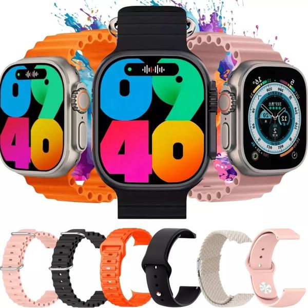Relógio Smartwatch Ultra 2 Com 6 Pulseiras Masculino Feminino Lançamento 2027