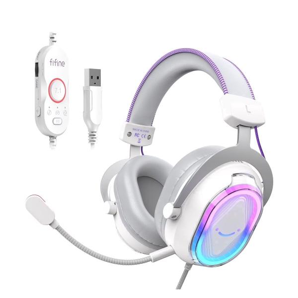 Headset Gamer Fifine Ampligame H13 USB 7.1 RGB Branco