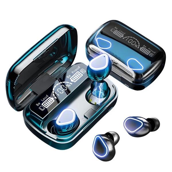 Fone de Ouvido Bluetooth M10 MX10 MX Pro 10 Sem Fio Intra-Auricular com Microfone e Case de Carga Preto