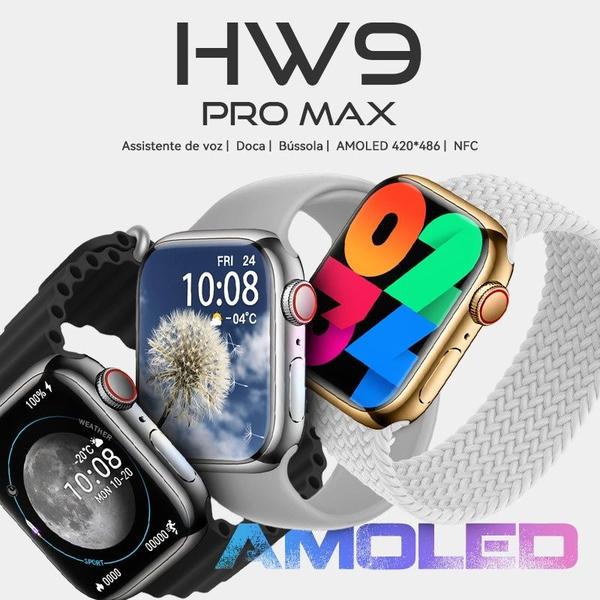Smartwatch Watch HW9 PRO 2 Amoled 3 Branco pulseiras NFC assistente de vóz à prova de água Masculino e Feminino Troca Fo