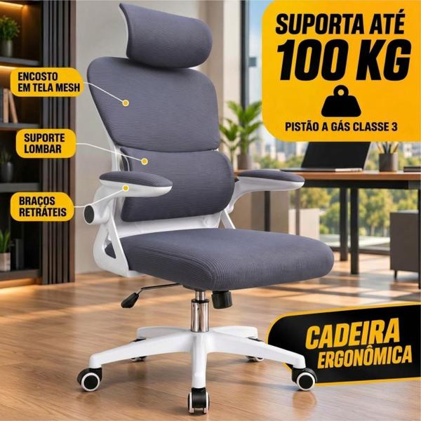 Cadeira Ergonômica De Escritório Giratória Reclinável Com Estofado Suporta 100kg Gamer Home Office