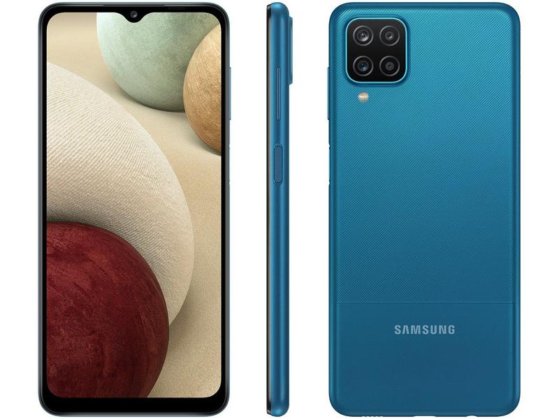 Smartphone Samsung Galaxy A12 64GB Azul 4GB RAM 6,5" Câm. Quádrupla + Selfie 8MP Dual Chip