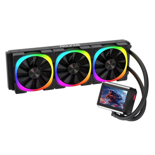 Water Cooler Round5 Notus Black ARGB 360mm Com Display LCD Intel AMD PWM Preto