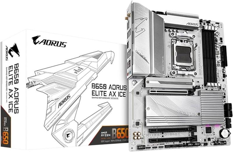 Placa Mãe Gigabyte B650M AORUS ELITE AX ICE, AMD AM5, Chipset B650, 4xDDR5, mATX