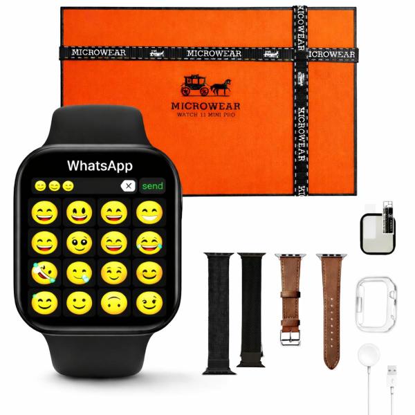 Relogio Smartwatch W11 Mini Pro 42mm Series 11 Tela Amoled 3 Pulseiras Bluetooth Notificações