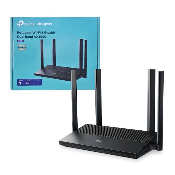 Roteador Wifi 6 Gigabit Dual Band AX3000 4 Antenas EX521 TP Link