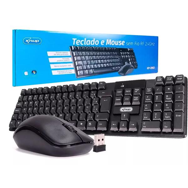 Teclado e Mouse sem FIo 2,4GHz Knup KP-2063