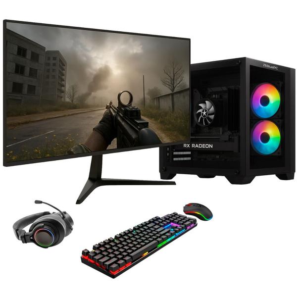 PC Gamer Completo BluePC FRAG, AMD Ryzen 7 5700X, Radeon RX 6600 8GB, B450, 16GB DDR4, SSD 512GB NVMe, Monitor 23" 75Hz, Kit Gamer - PGBP-FRA220