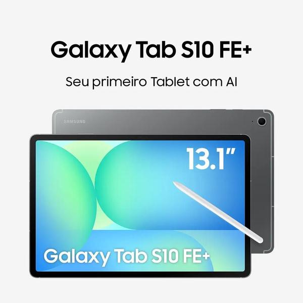 Tablet Samsung Galaxy Tab S10 FE+ Wifi 128GB, 8GB RAM, Tela 13.1 90Hz, S Pen Tablet Samsung Galaxy Tab S10 FE+ Wifi 128GB, 8GB RAM, Tela 13.1 90Hz, S Pen