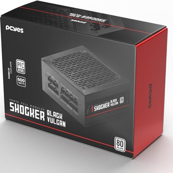 fonte gamer pcyes shocker full modular 600w 80 plus standard fonte gamer pcyes shocker full modular 600w 80 plus standard