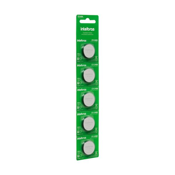 Cartela com 5 baterias pilhas de litio botão 3v cr 2450 intelbras