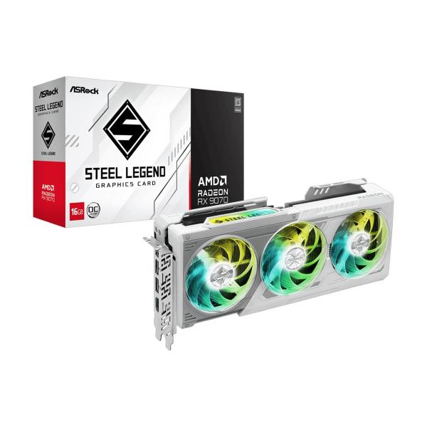 Placa de Video AsRock Radeon RX 9070 Steel Legend OC, 16GB, GDDR6, 256-bit, 90-GA5EZZ-00UANF
