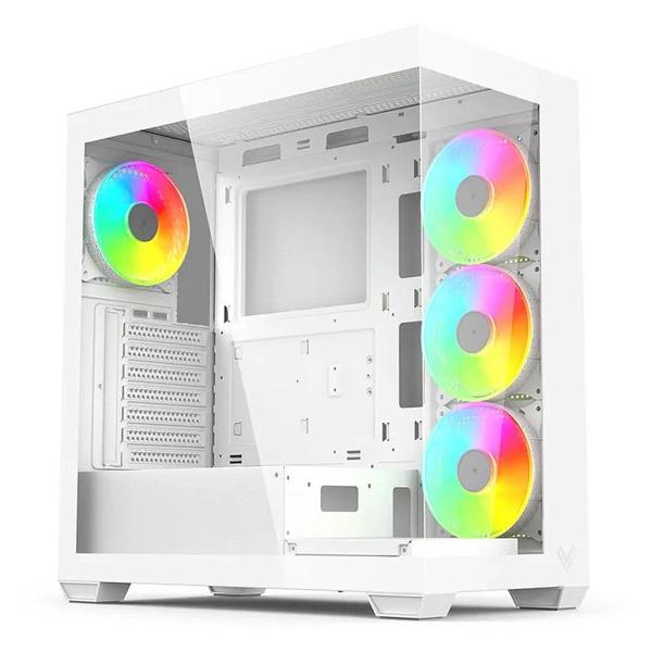 Gabinete gamer mid tower hi level com 4 fans sem fonte lv510wh branco