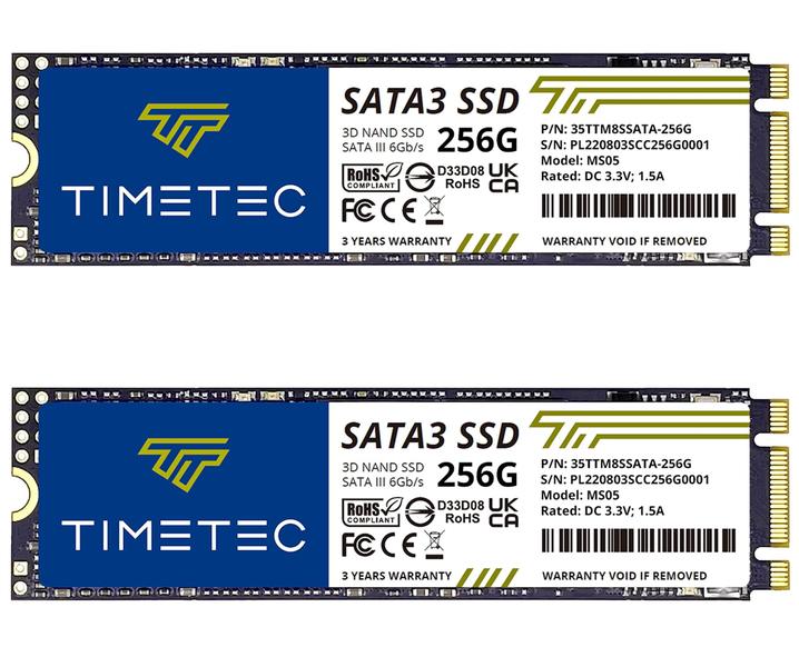 SSD Timetec 256 GBx2 (pacote com 2) 3D NAND TLC SATA III M.2 2280