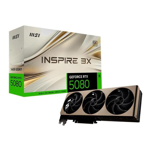 Placa de Vídeo MSI NVIDIA GeForce RTX 5080 Inspire 3X OC 16GB GDDR7 DLSS Ray Tracing VG-MSI G5080-16I3C Placa de Vídeo MSI NVIDIA GeForce RTX 5080 Inspire 3X OC 16GB GDDR7 DLSS Ray Tracing VG-MSI G5080-16I3C