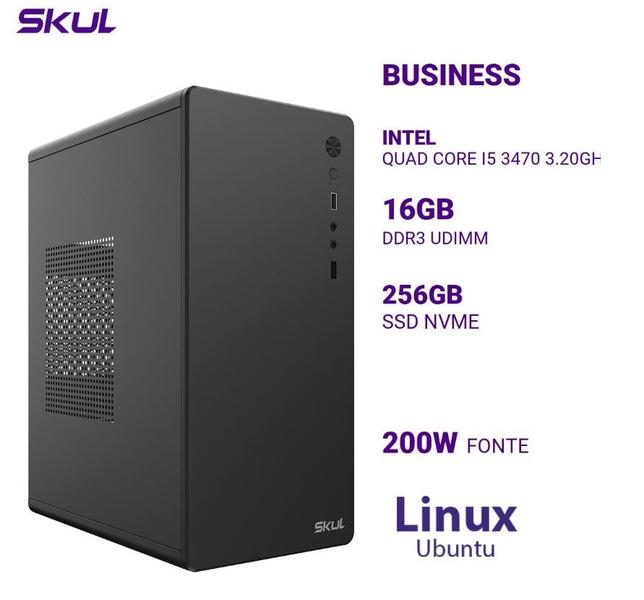 Computador B500 Quad Core I5 3470 3.20Ghz Mem 16Gb Ddr3 Ssd 256Gb Nvme Fonte 200W Linux Ubuntu