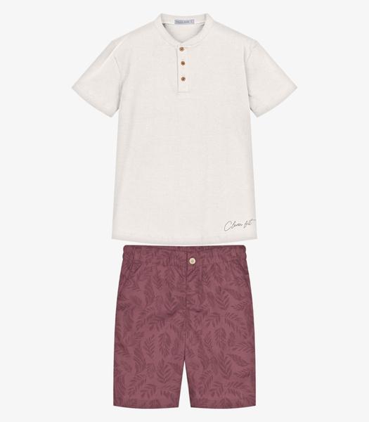 Conjunto Infantil Camiseta Com Bermuda Trick Nick Bege