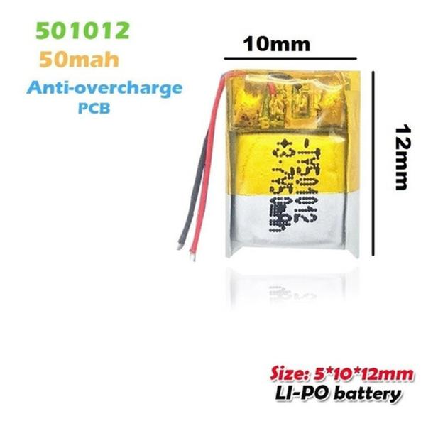 (2pcs) Bateria 50 Mah 3,7v 2 Fios 5mm X 10mm X 12mm 501012