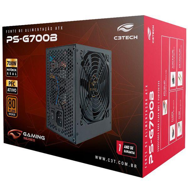 Fonte ATX 700W PS-G700B 80+ Bronze C3TECH Gaming
