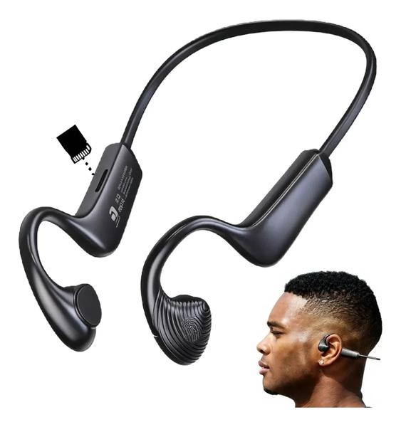 Fone Bluetooth Condução Ar Esportido Entrada P Cartão Preto