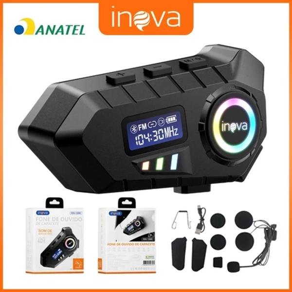 Fone De Ouvido Capacete Bluetooth Moto Rgb Headset Inova