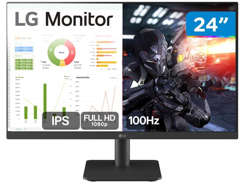 Monitor LG 24” IPS, Full HD, 100Hz, HDMI, Ajuste de Inclinação - 24MS500-B