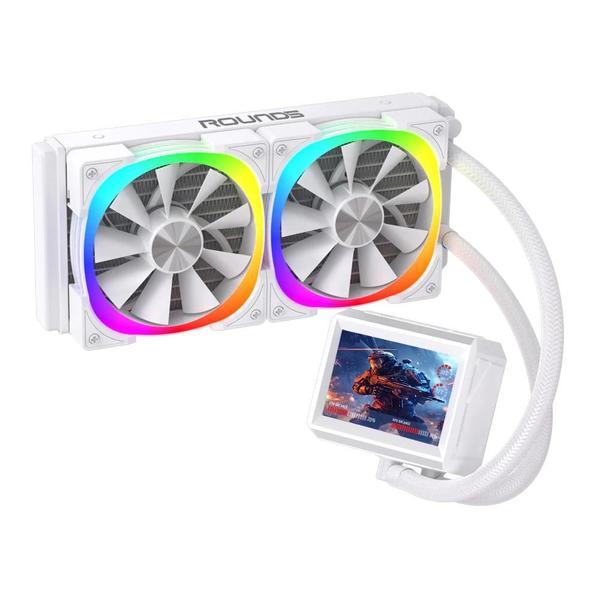 Water Cooler Round5 Notus White ARGB 240mm Com Display LCD Intel AMD PWM Branco