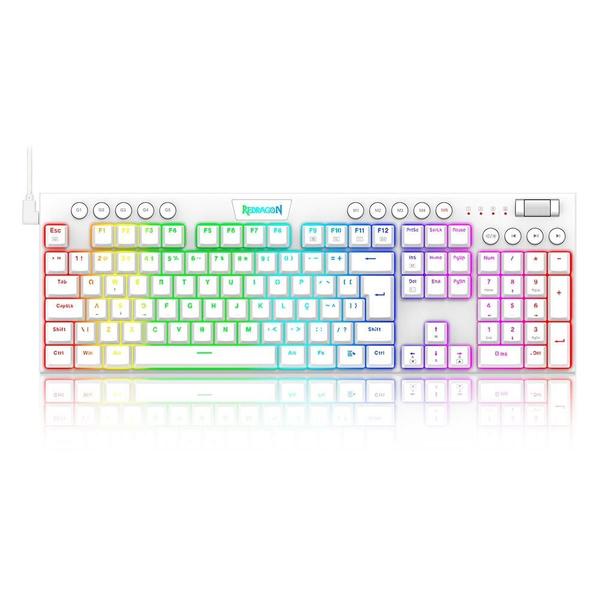 Teclado Mecânico Gamer Redragon Horus, RGB Chroma Mk.II, Switch Brown, N-Key Rollover, ABNT2, Branco - K619W-RGB (PT-BROWN)