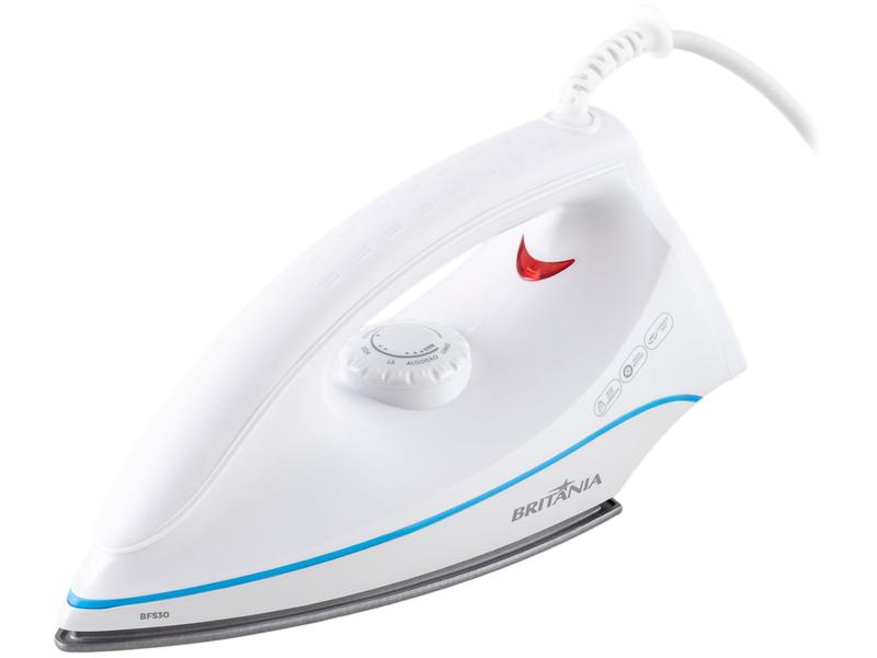 Ferro de Passar Roupa BRITANIA a Seco 1250w BFS30 Antiaderente 200C Cabo giratório 5 temperaturas