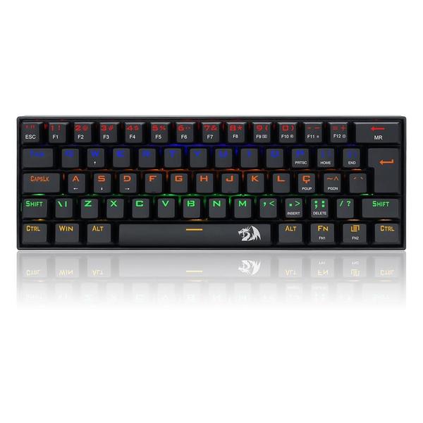 Teclado Mecânico Gamer Redragon Lakshmi, Rainbow Switch Brown, ABNT2, Preto