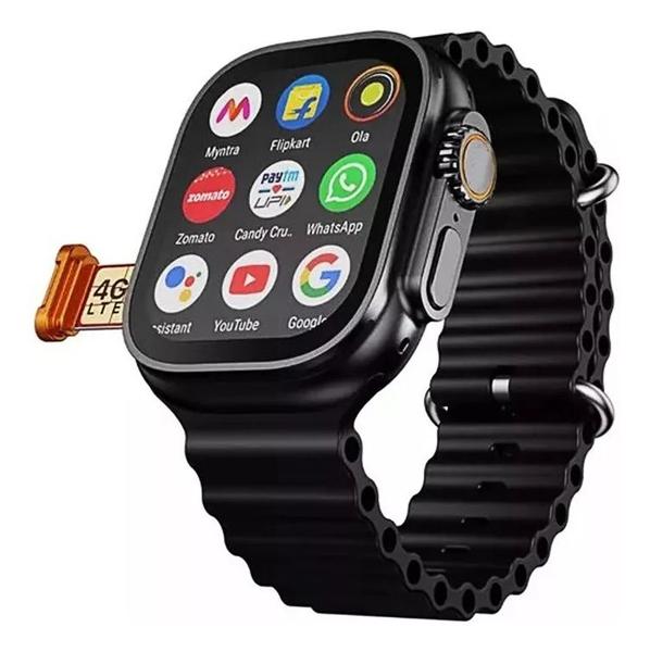 Smartwatch 5g Ultra Preto 3 Ai 16gb 4pulseira Serie 10 Chip Câmera