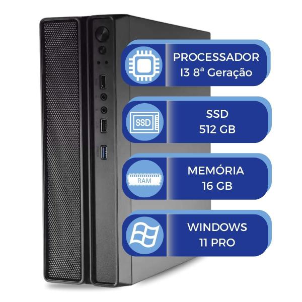 Computador Slim i3 8ª Geração 16GB SSD 512GB Win 11 MultiPc