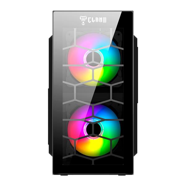 Gabinete Gamer CLANM Kaesar Mid Tower Vidro Frontal Preto