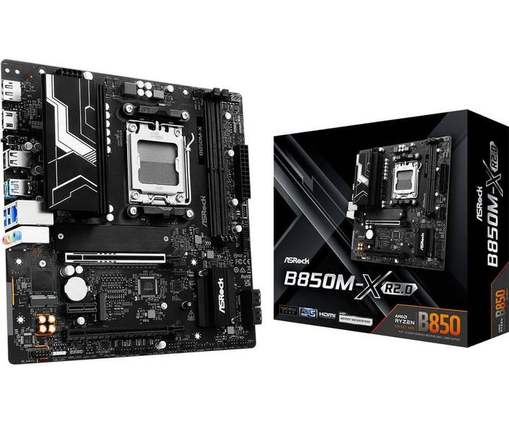 Placa Mãe ASROCK AM5 B850M-X R2.0 2XDDR5 8200MHZ 2XUSB 2.0 3XUSB 3.2 HDMI/DP 1XUSB3.2 TIPO-C 2.5GIGABIT
