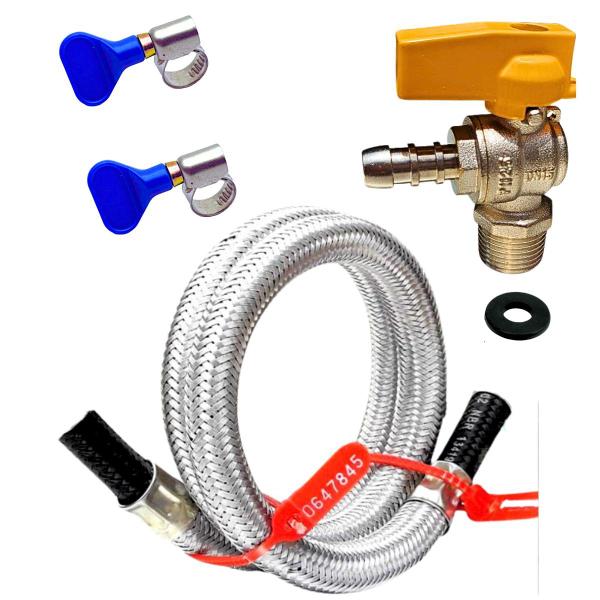 Kit Mangueira10 metro Gas Encanado Válvula Registro M X Bico