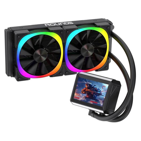 Water Cooler Round5 Notus Black ARGB 240mm Com Display LCD Intel AMD PWM Preto
