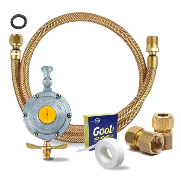 Kit Instalação Gás P13 Tubo Tomback 1,20m Regulador Aliança