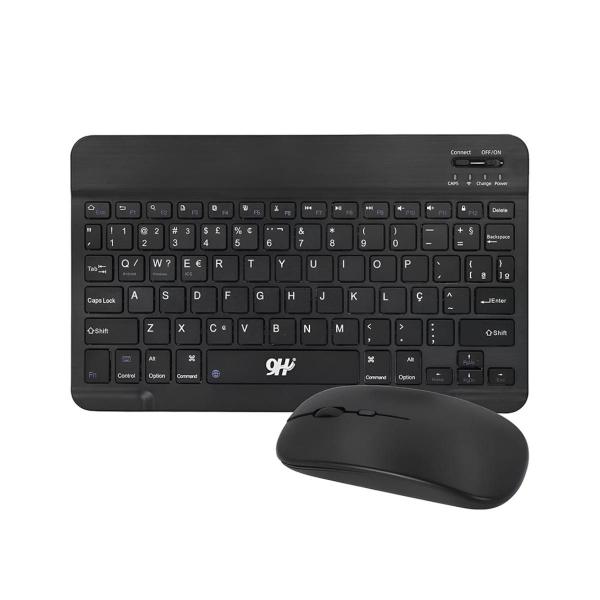 Kit Teclado + Mouse Slim Sem Fio Recarregável Bluetooth/USB Cor:Preto