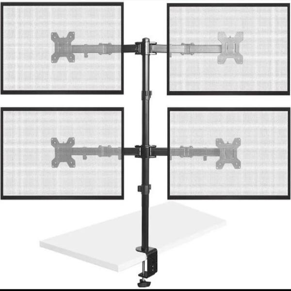 Suporte 4 monitores articulado gamer tv braço mesa bancada estudio ajustavel universal