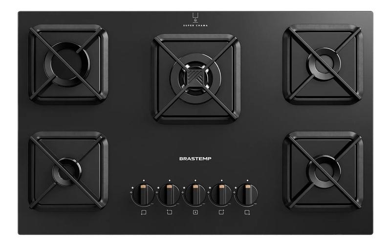 Cooktop A Gas Vidro 5 Bocas 73x46cm Bivolt Pro Cook Brastemp Preto