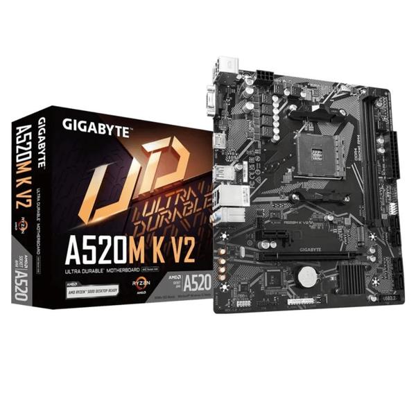 Placa Mãe A520M K V2 NVMe DDR4 AM4 AMD Ryzen 5000 Gigabyte Placa Mãe A520M K V2 NVMe DDR4 AM4 AMD Ryzen 5000 Gigabyte