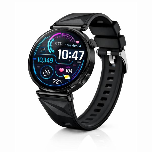 Relógio Smartwatch GT5 Mini Feminino Redondo Bluetooth Chat GPT Responde WhatsApp 2 Pulseiras