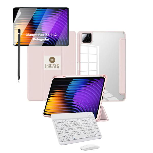 Kit Capa Com Teclado E Mouse + Película + Caneta Para Tablet Xiaomi Pad 7