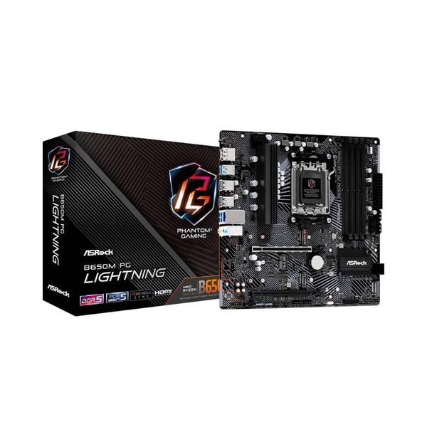 Placa mae asrock b650m pg lightning ryzen am5 ddr5 matx m.2 hdmi/displayport