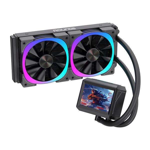 Water cooler round5 notus black argb 240mm amd/intel com display lcd r5-wc-notus-240b-2226