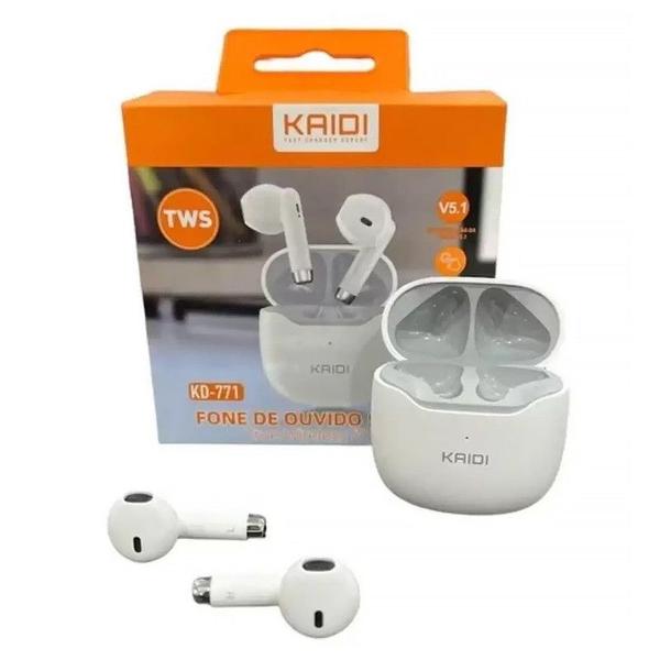 Fone de Ouvido Bluetooth 5.1 Branco Kaidi KD-771 Sem Fio