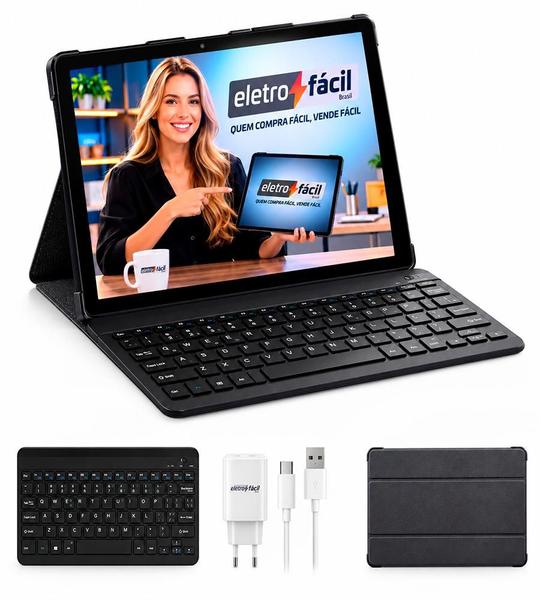 Tablet Easytech 10.1 Polegadas 12GB RAM 256GB de Armazenamento Teclado Mouse Capa Entrada Para Chips