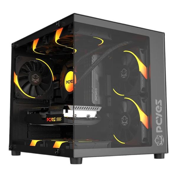 Gabinete Gamer PCYES Forcefield Mini BLACK Vulcan - GFFMNBV