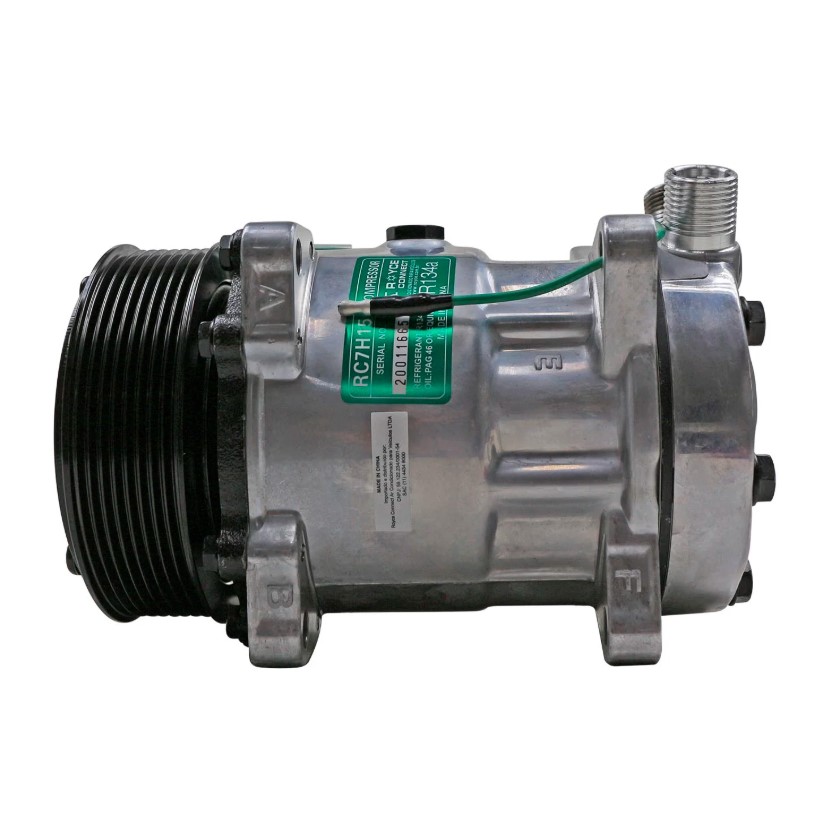 COMPRESSOR 7H15 CAMINHAO MAN TGX 2010>/ VW METEOR MOTOR MAN 2020> 24V MODELO SD4762  8 ORELHAS POLIA 8PK 119MM OEM: 2V3820803
